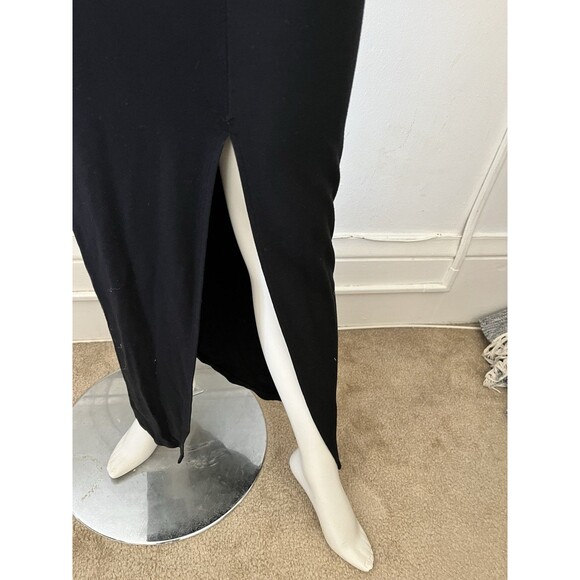 Paolina Paris Black Sexy Sleeveless Front Slit Zippered Stretch Maxi Dress Small - Picture 8 of 14